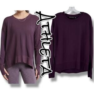 Athleta Coaster Luxe Sweatshirt Deep Crocus Violet Cozy Relaxed Womens Size XXS
